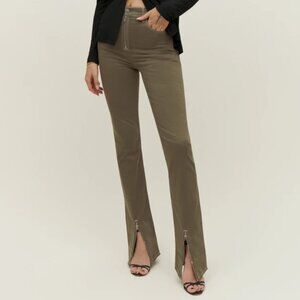 The Reformation Toby Zip Front Ultra High Rise Bootcut Jeans in Kalamata